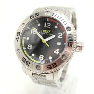 Helix by Timex Jumbo 47mm Swiss Diver Watch Date Sapphire Steel w New Battery